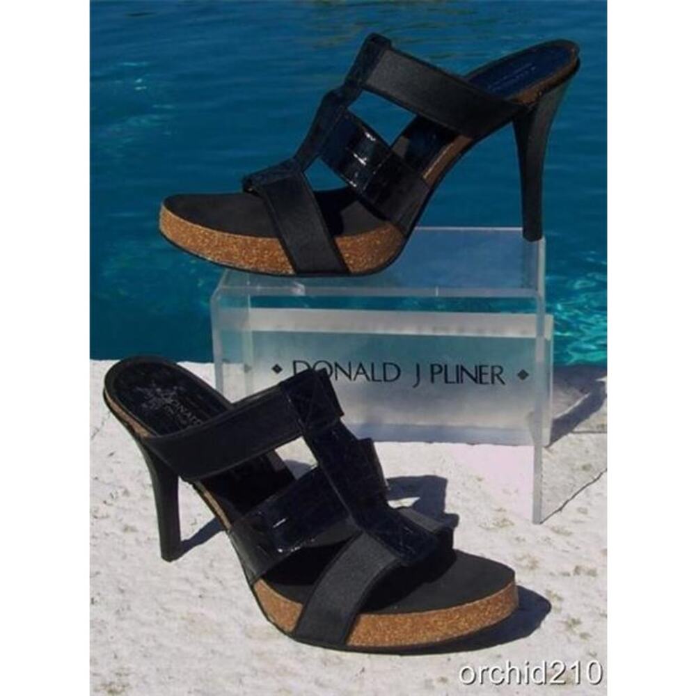 Donald Pliner Kogi Gator Suede Leather Shoe New Elastic Sandal Cork $285 NWT